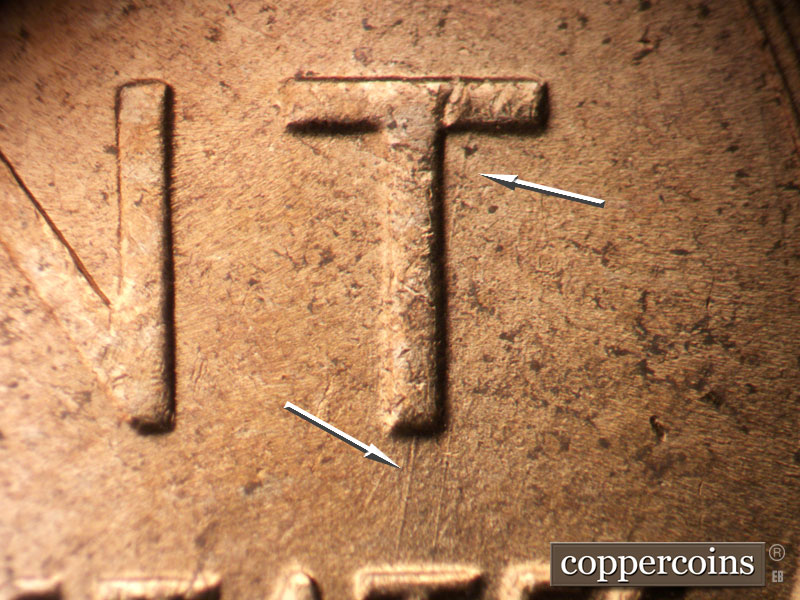 Die-stage B marker on 1950D•1MM•035 (1950 Repunched Mint Mark).