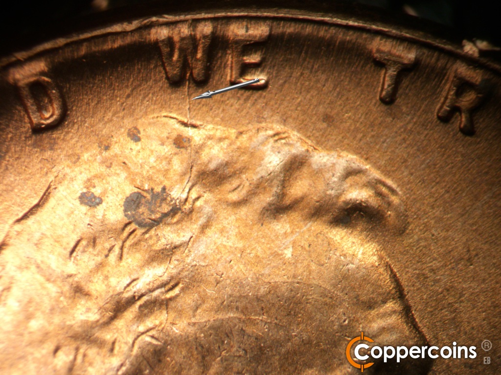 Die-stage C marker on 1950D•1MM•040 (1950 Repunched Mint Mark).