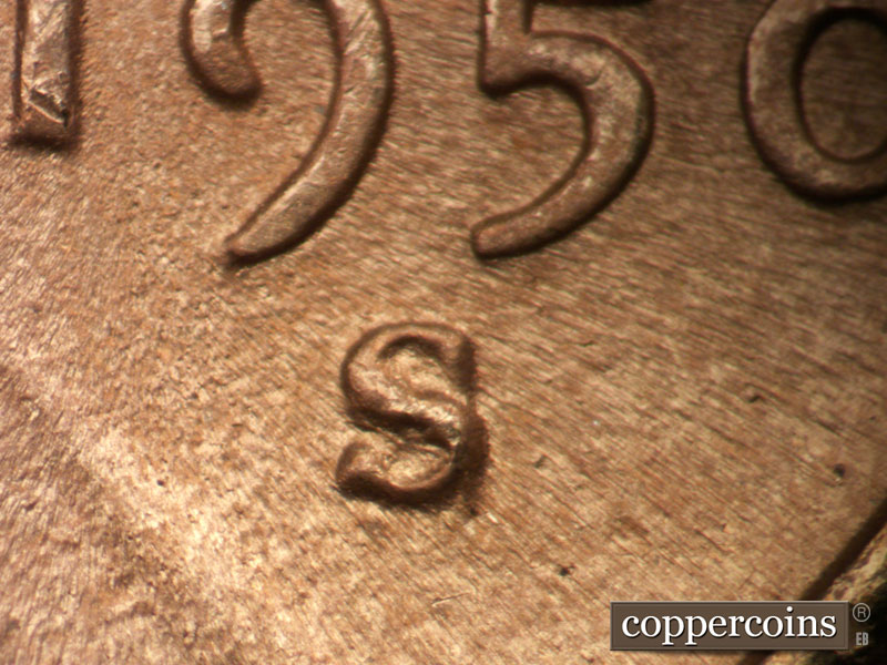 Die-stage C marker on 1950S•1MM•003 (1950 Repunched Mint Mark).