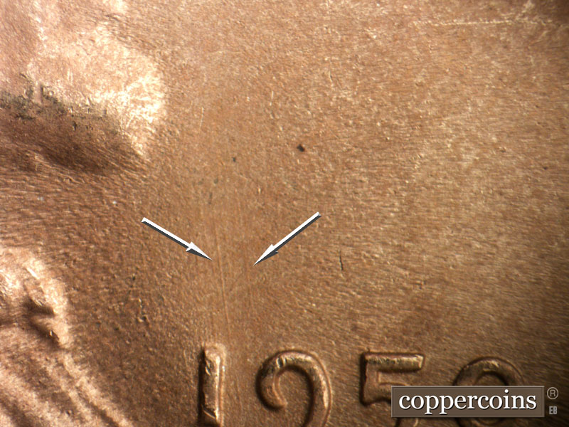 Die-stage C marker on 1950S•1MM•003 (1950 Repunched Mint Mark).
