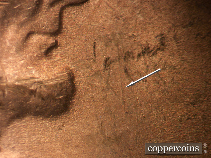 Die-stage B marker on 1950S•1MM•008 (1950 Repunched Mint Mark).