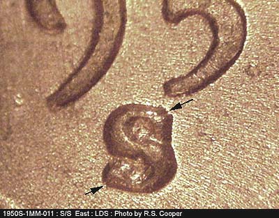 1950 Lincoln cent obverse, CopperCoins die 1950S•1MM•011.