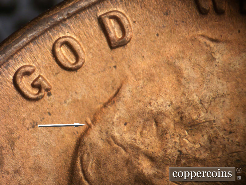 Die-stage C marker on 1950S•1MM•011 (1950 Repunched Mint Mark).