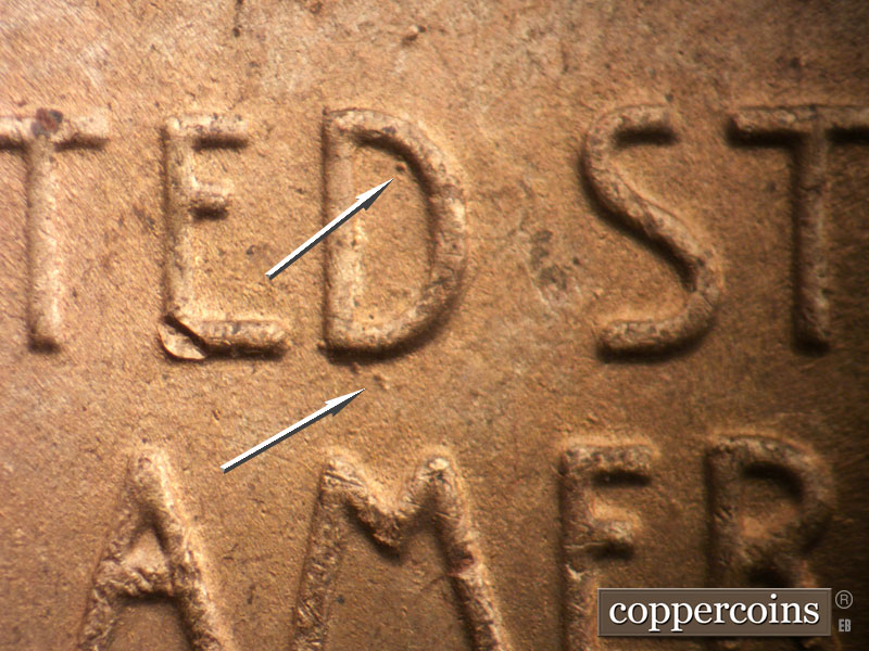 Die-stage C marker on 1950S•1MM•011 (1950 Repunched Mint Mark).