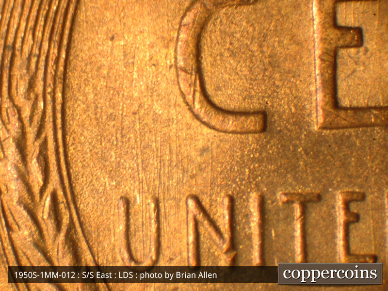 Die-stage C marker on 1950S•1MM•012 (1950 Repunched Mint Mark).