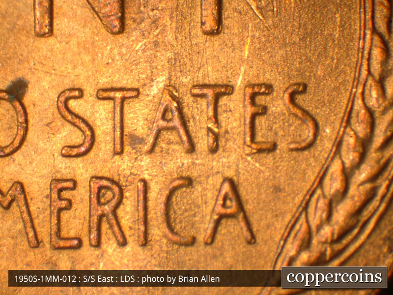 Die-stage C marker on 1950S•1MM•012 (1950 Repunched Mint Mark).