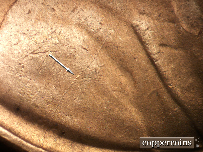 Die-stage B marker on 1950S•1MM•015 (1950 Repunched Mint Mark).