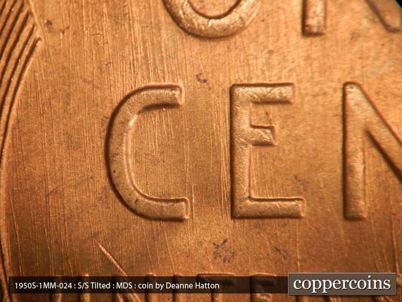 Die-stage B marker on 1950S•1MM•024 (1950 Repunched Mint Mark).