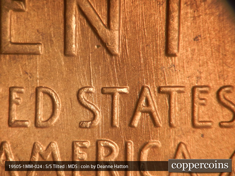 Die-stage B marker on 1950S•1MM•024 (1950 Repunched Mint Mark).