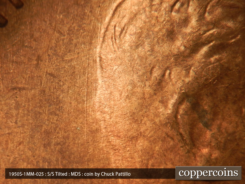 Die-stage B marker on 1950S•1MM•025 (1950 Repunched Mint Mark).