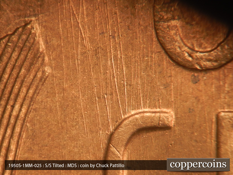 Die-stage B marker on 1950S•1MM•025 (1950 Repunched Mint Mark).