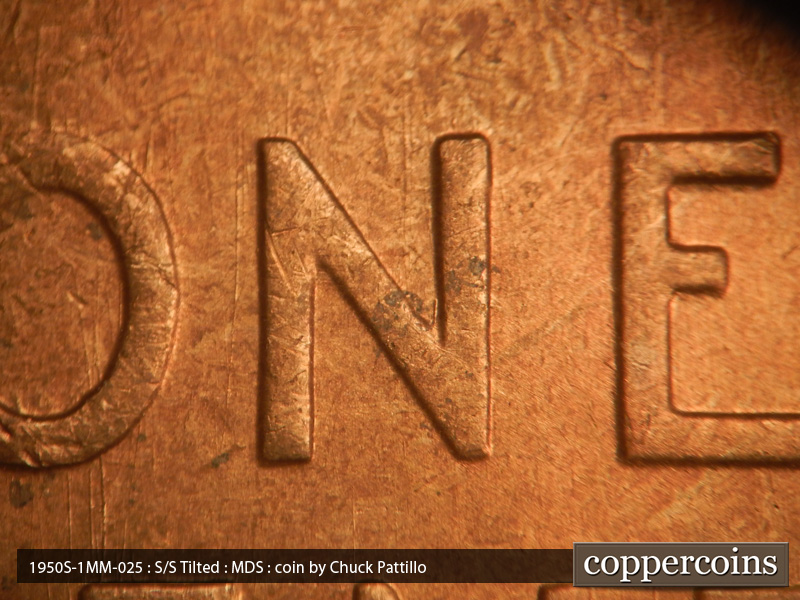 Die-stage B marker on 1950S•1MM•025 (1950 Repunched Mint Mark).