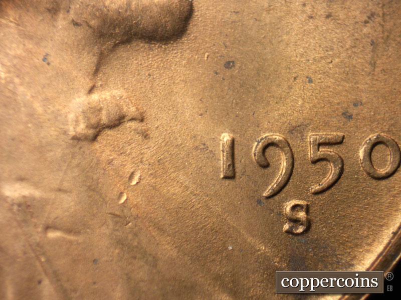 Die-stage C marker on 1950S•1MM•028 (1950 Repunched Mint Mark).