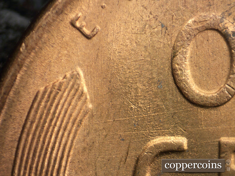 Die-stage C marker on 1950S•1MM•028 (1950 Repunched Mint Mark).