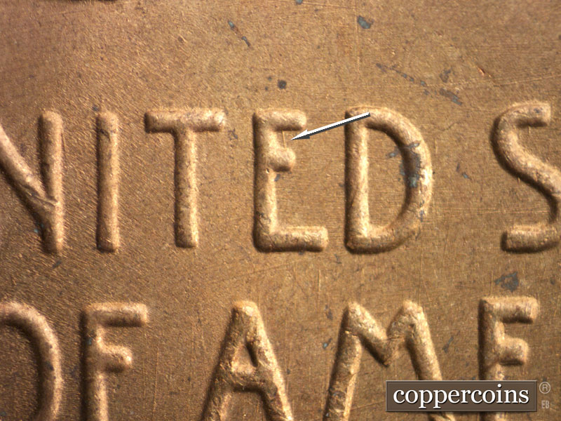 Die-stage C marker on 1950S•1MM•028 (1950 Repunched Mint Mark).