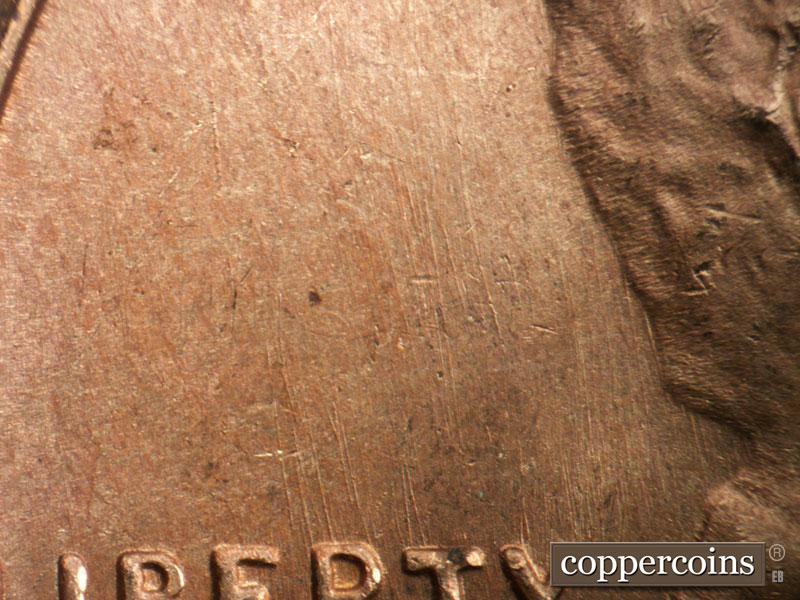 Die-stage B marker on 1950S•1MM•030 (1950 Repunched Mint Mark).