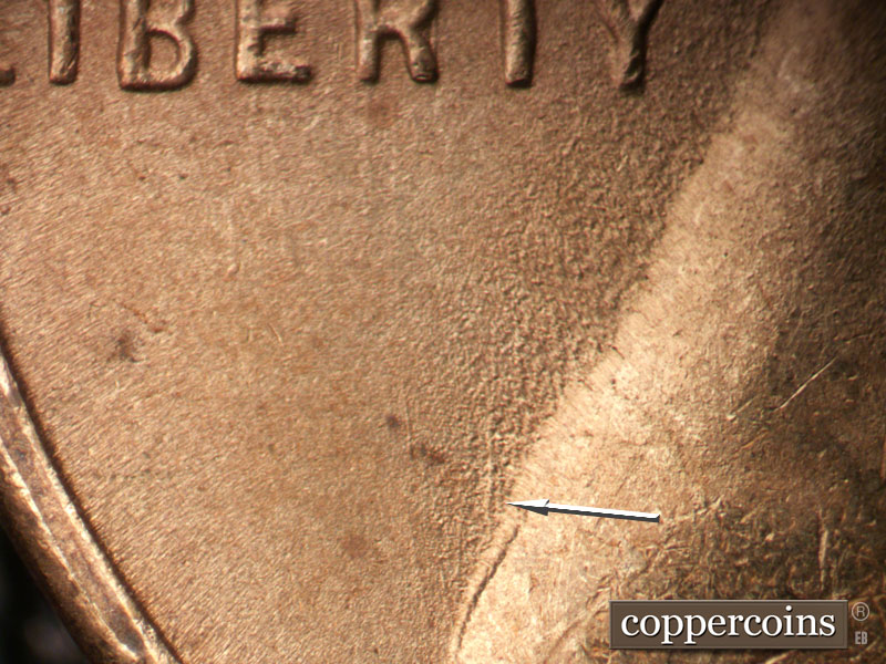 Die-stage B marker on 1950S•1MM•032 (1950 Repunched Mint Mark).