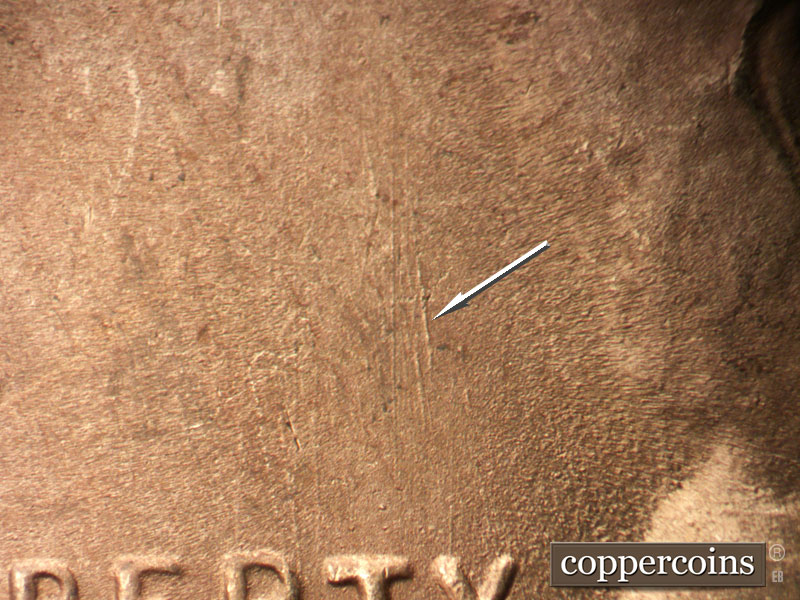 Die-stage B marker on 1950S•1MM•032 (1950 Repunched Mint Mark).