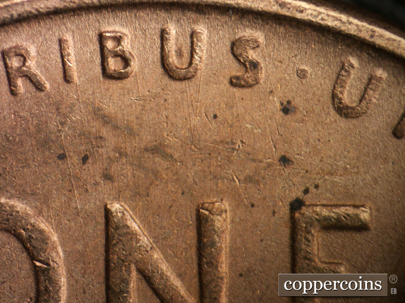 Die-stage B marker on 1950S•1MM•032 (1950 Repunched Mint Mark).