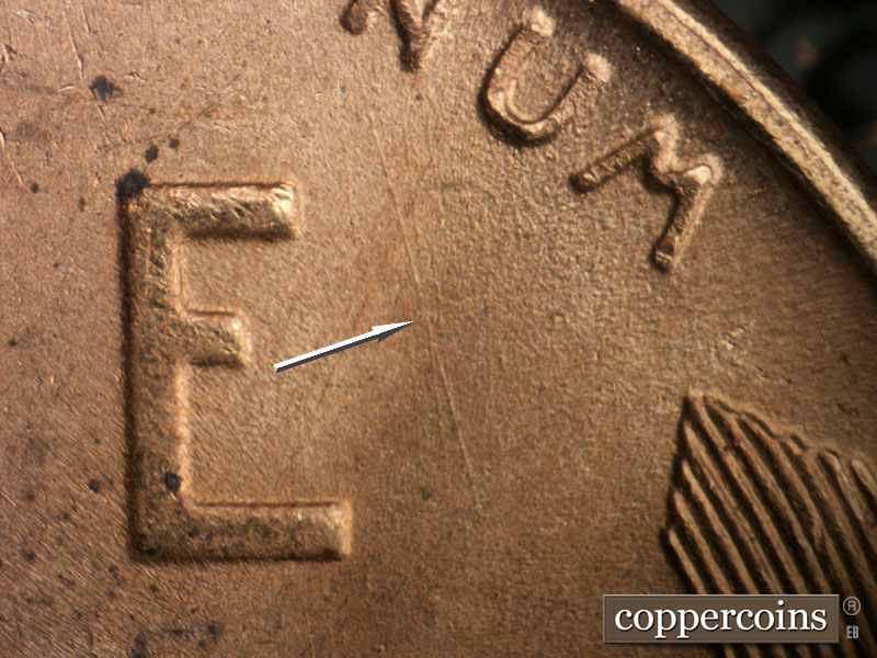 Die-stage B marker on 1950S•1MM•032 (1950 Repunched Mint Mark).
