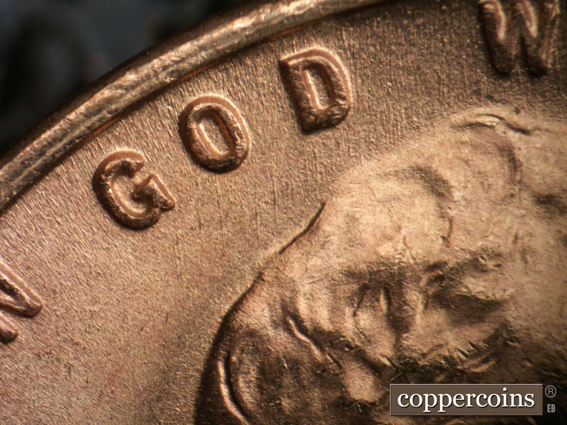 Die-stage B marker on 1950S•1MM•033 (1950 Repunched Mint Mark).