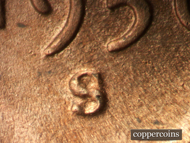 Die-stage C marker on 1950S•1MM•035 (1950 Repunched Mint Mark).