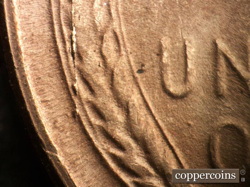 Die-stage C marker on 1950S•1MM•035 (1950 Repunched Mint Mark).