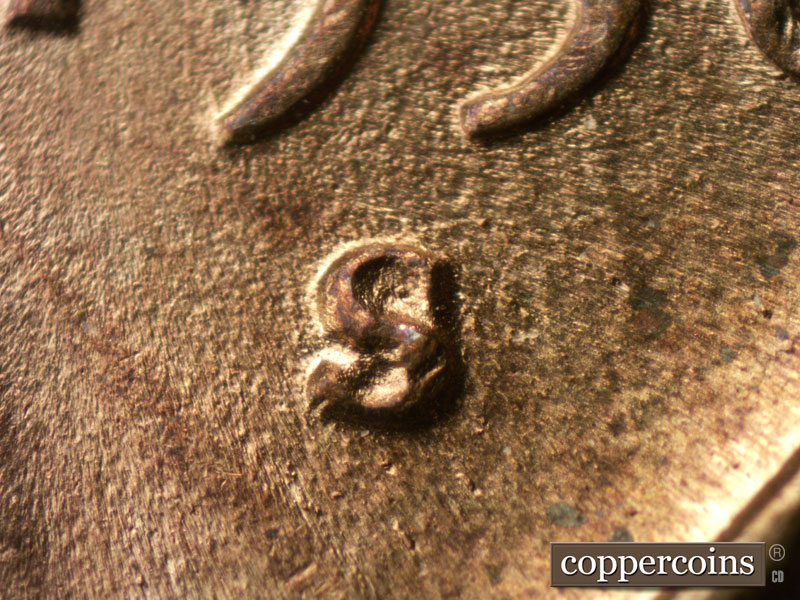 Die-stage C marker on 1950S•1MM•038 (1950 Repunched Mint Mark).