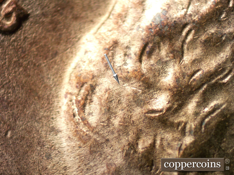 Die-stage C marker on 1950S•1MM•038 (1950 Repunched Mint Mark).