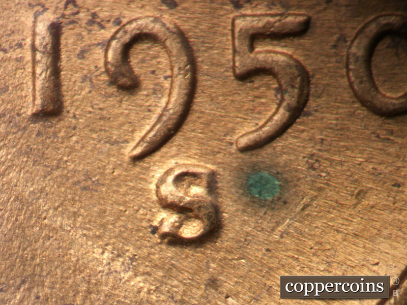 Die-stage C marker on 1950S•1MM•039 (1950 Repunched Mint Mark).