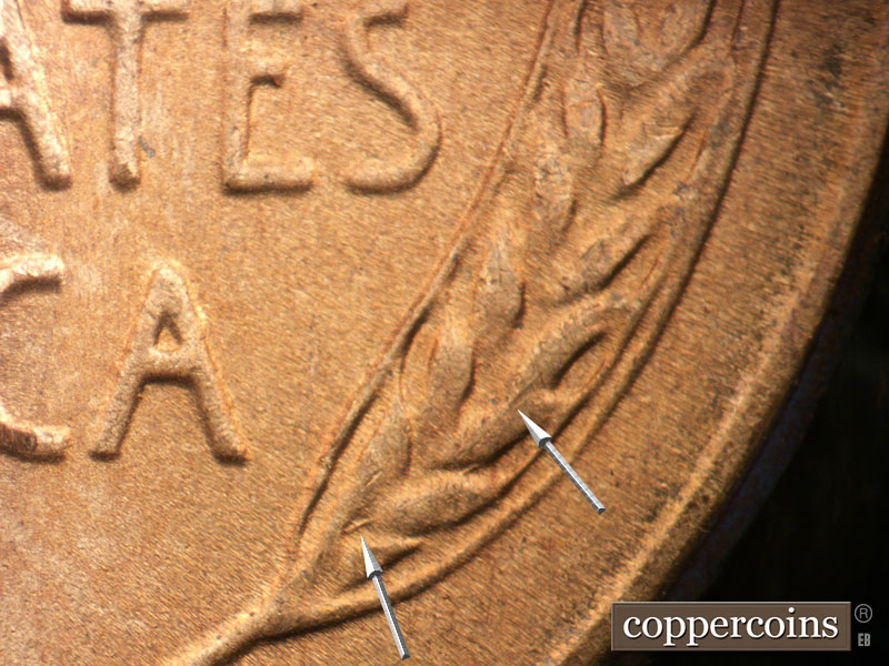 Die-stage B marker on 1950S•1MM•040 (1950 Repunched Mint Mark).