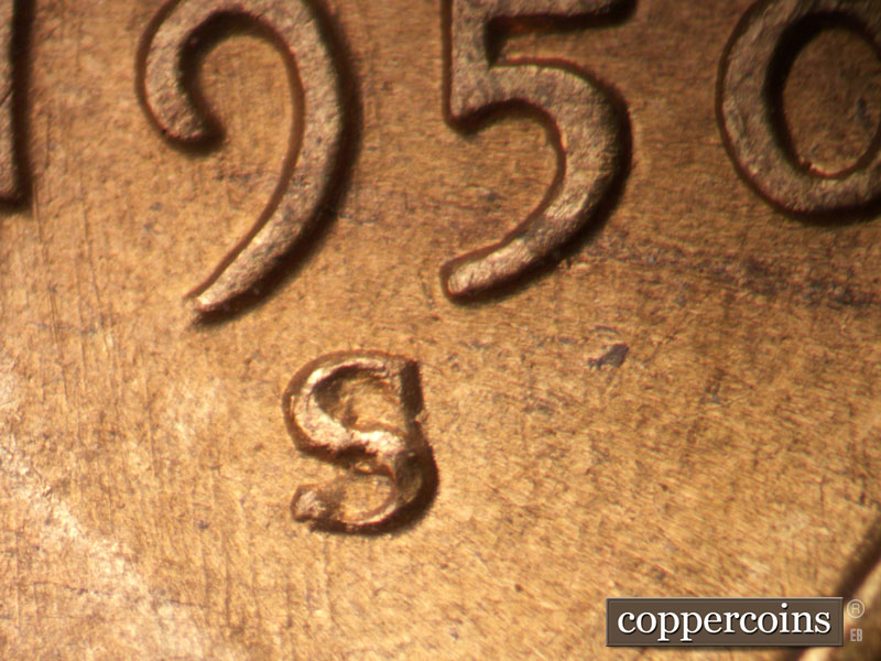 1950 Lincoln cent obverse, CopperCoins die 1950S•1MM•041.