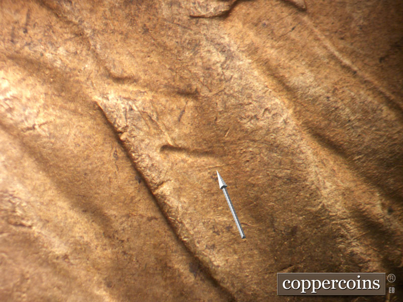 Die-stage B marker on 1950S•1MM•041 (1950 Repunched Mint Mark).