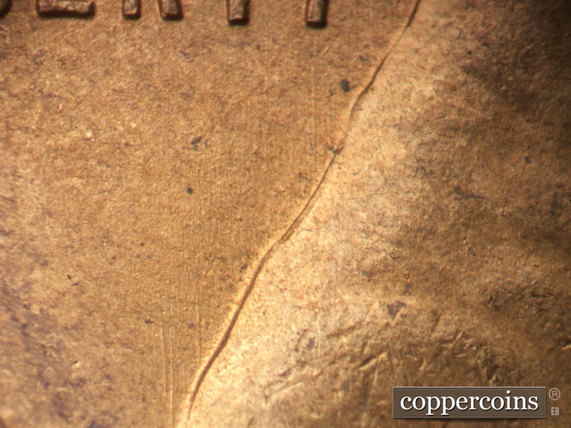 Die-stage B marker on 1950S•1MM•041 (1950 Repunched Mint Mark).