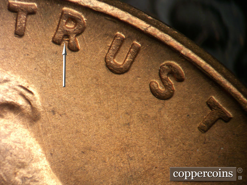 Die-stage B marker on 1950S•1MM•041 (1950 Repunched Mint Mark).
