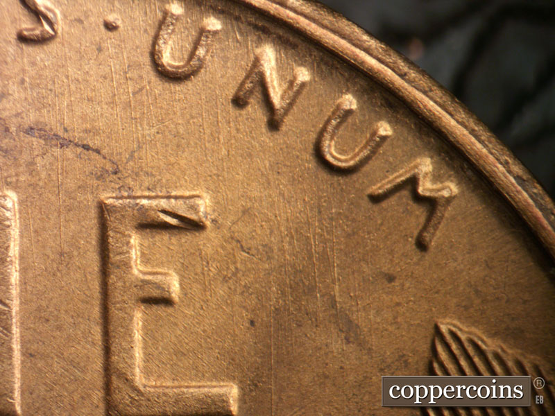 Die-stage B marker on 1950S•1MM•041 (1950 Repunched Mint Mark).
