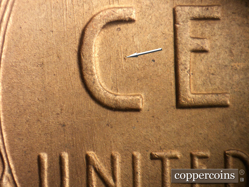 Die-stage B marker on 1950S•1MM•041 (1950 Repunched Mint Mark).