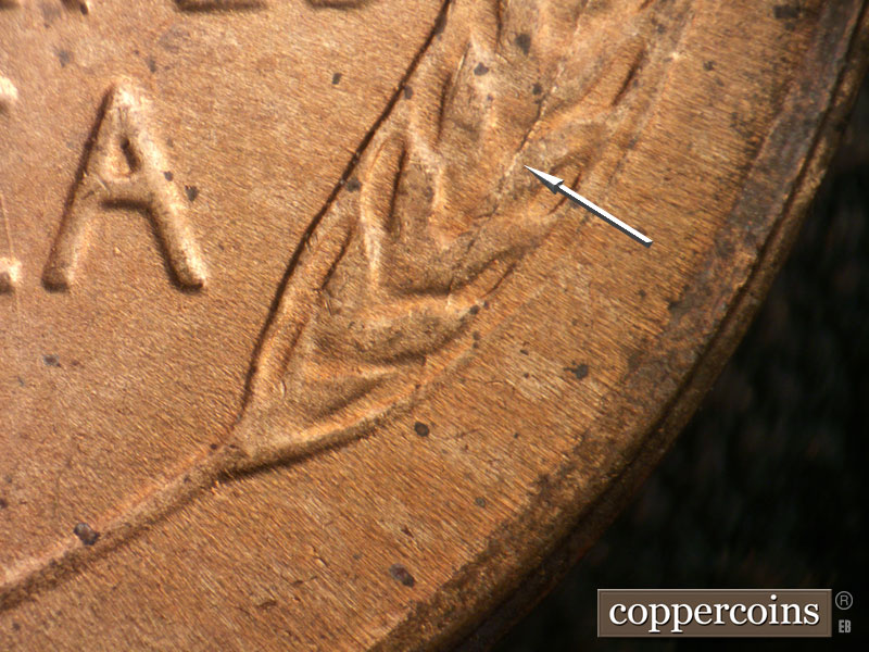 Die-stage B marker on 1950S•1MM•042 (1950 Repunched Mint Mark).