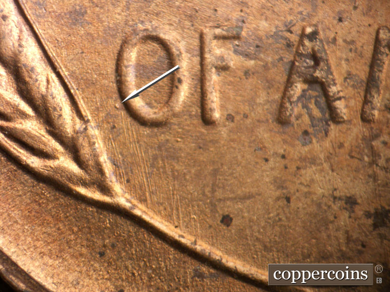 Die-stage B marker on 1950S•1MM•042 (1950 Repunched Mint Mark).