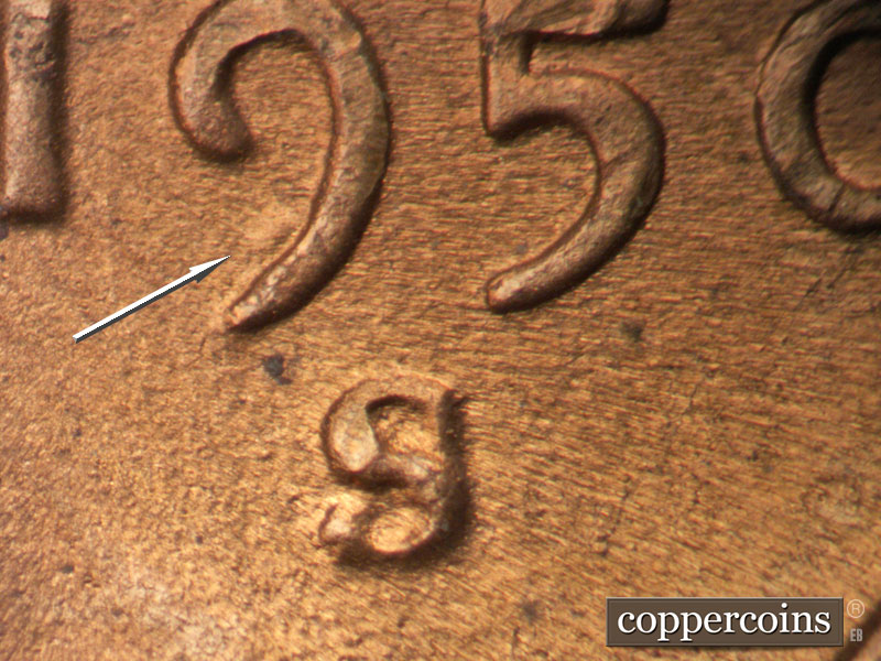 1950 Lincoln cent obverse, CopperCoins die 1950S•1MM•043.