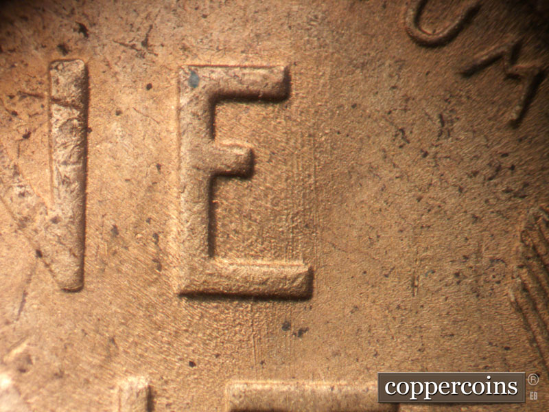 Die-stage B marker on 1950S•1MM•043 (1950 Repunched Mint Mark).