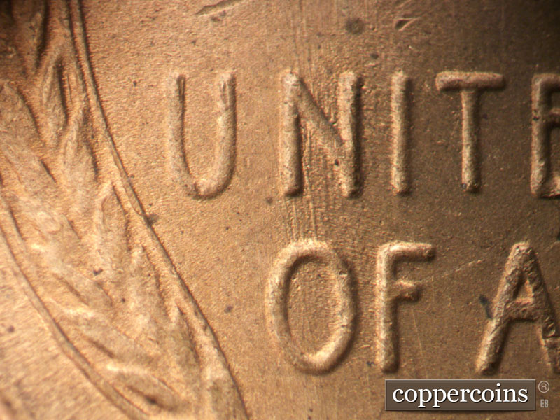 Die-stage B marker on 1950S•1MM•043 (1950 Repunched Mint Mark).