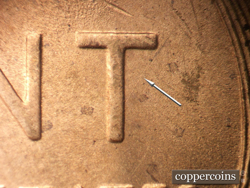 Die-stage B marker on 1950S•1MM•047 (1950 Repunched Mint Mark).