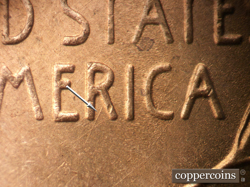 Die-stage B marker on 1950S•1MM•047 (1950 Repunched Mint Mark).