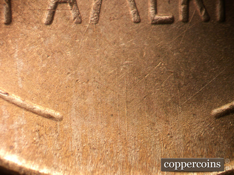 Die-stage B marker on 1950S•1MM•047 (1950 Repunched Mint Mark).