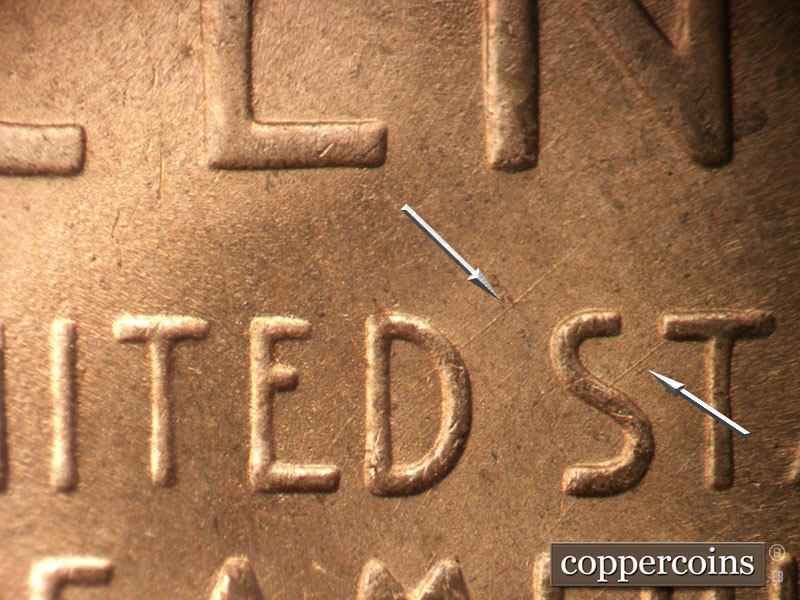 Die-stage B marker on 1950S•1MM•047 (1950 Repunched Mint Mark).