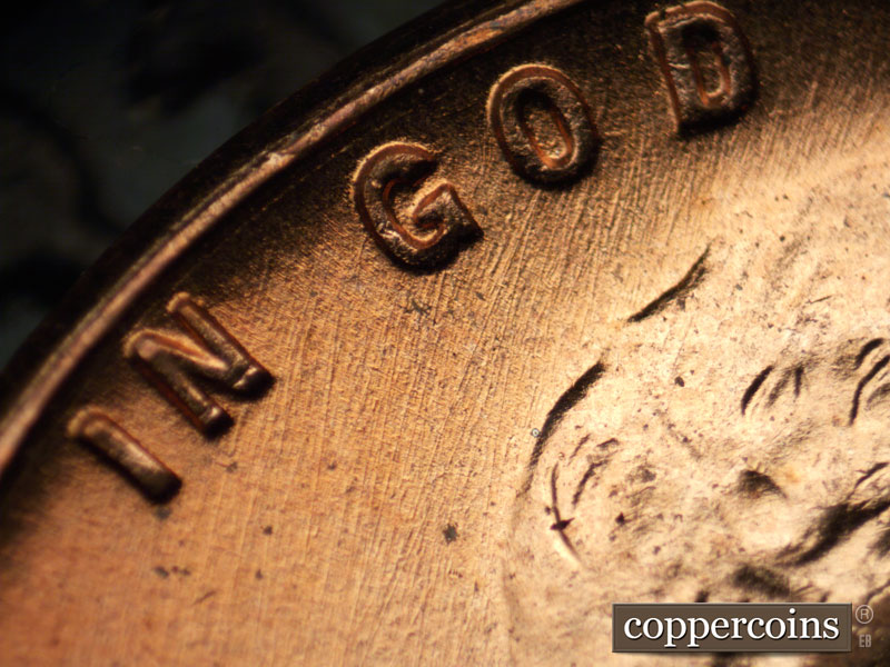 Die-stage B marker on 1951D•1DO•004 (1951 Doubled Die Obverse).