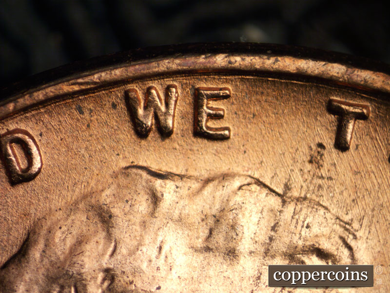 Die-stage B marker on 1951D•1DO•004 (1951 Doubled Die Obverse).