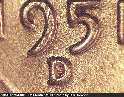 1951 Lincoln cent obverse, CopperCoins die 1951D•1MM•006.