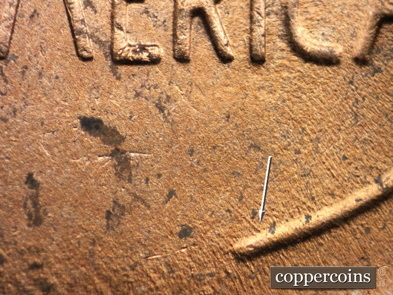 Die-stage C marker on 1951D•1MM•006 (1951 Repunched Mint Mark).